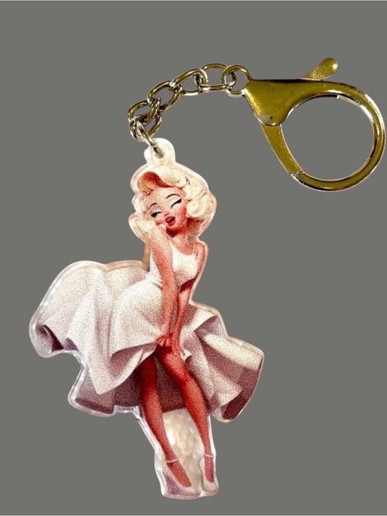 Source unknown Accessories - Pink Pin-Up girl 2D Acrylic gold toned toggle clasp for bags, backpacks & more